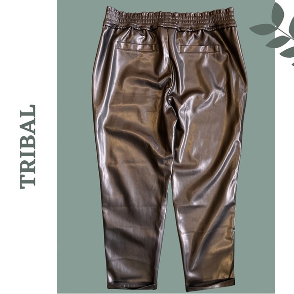 Tribal Vegan Leather Joggers Black Elastic Waist Size Extra Large - Picture 4 of 9
